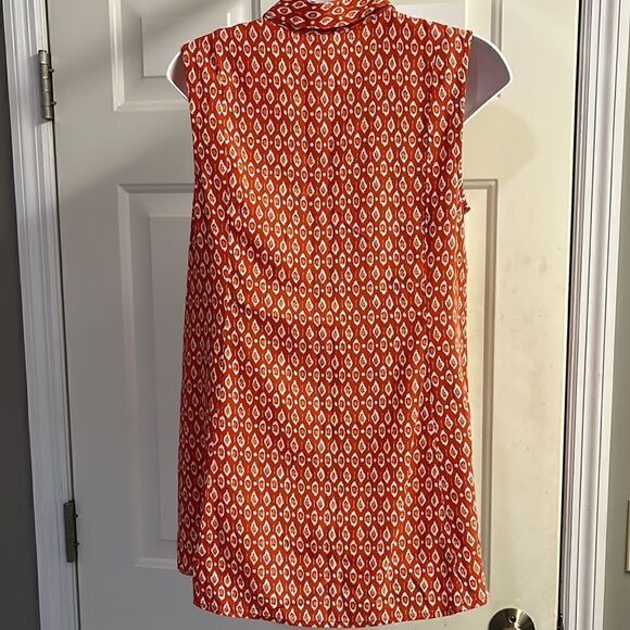 J. Jill Sleeveless Orange Red Abstract Design Rayon Button Down A-line Top-Small - Picture 7 of 16
